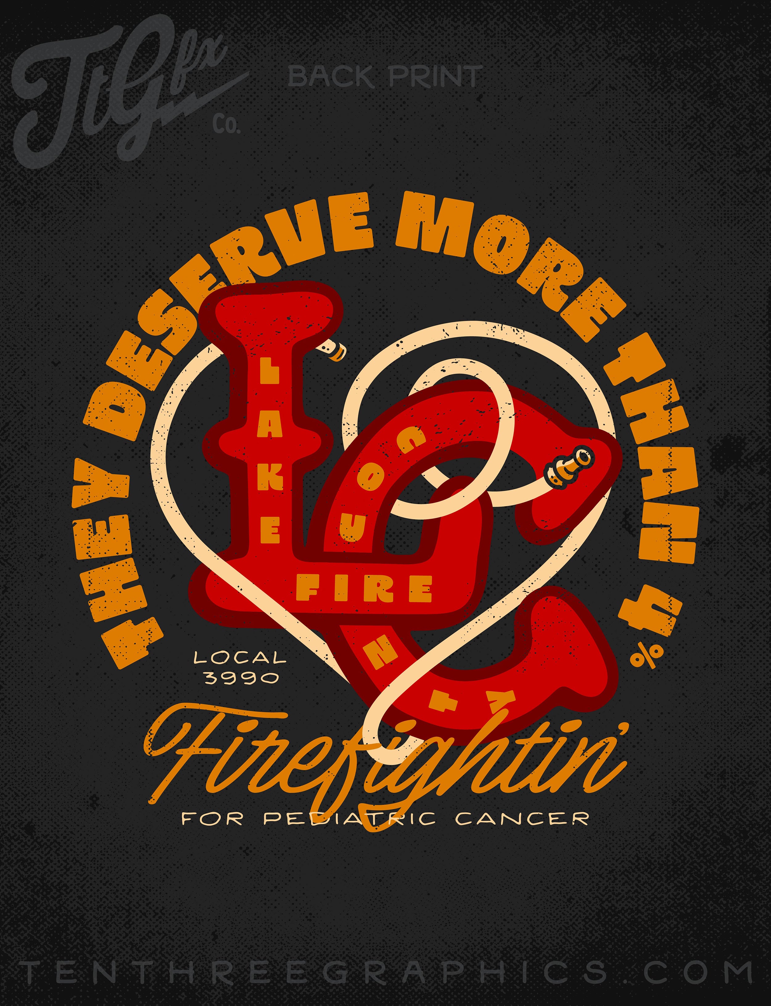 Lake County Firefighters L3990 Pediatric Cancer Support Black Tee
