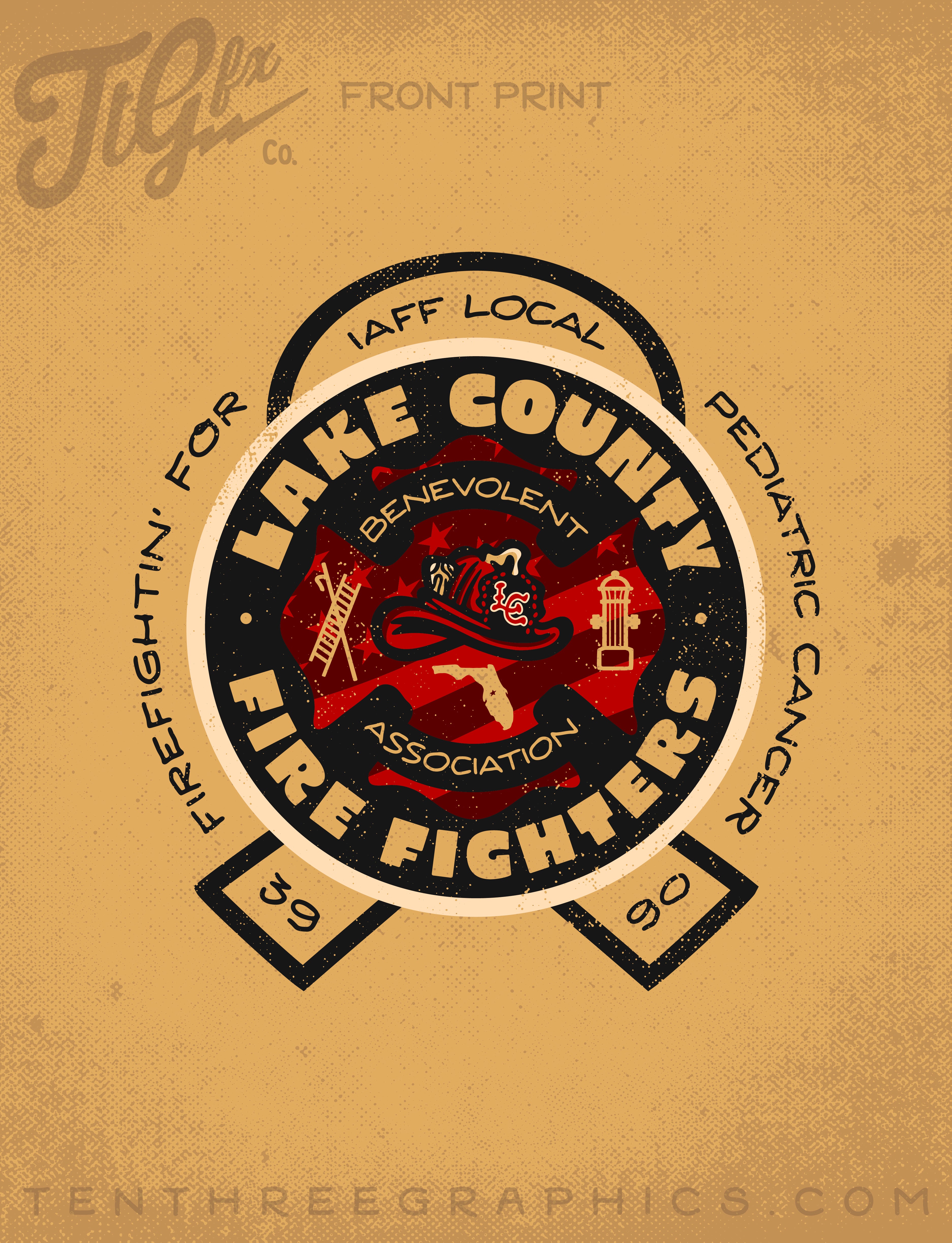 Lake County Firefighters L3990 Pediatric Cancer Support Long Sleeve