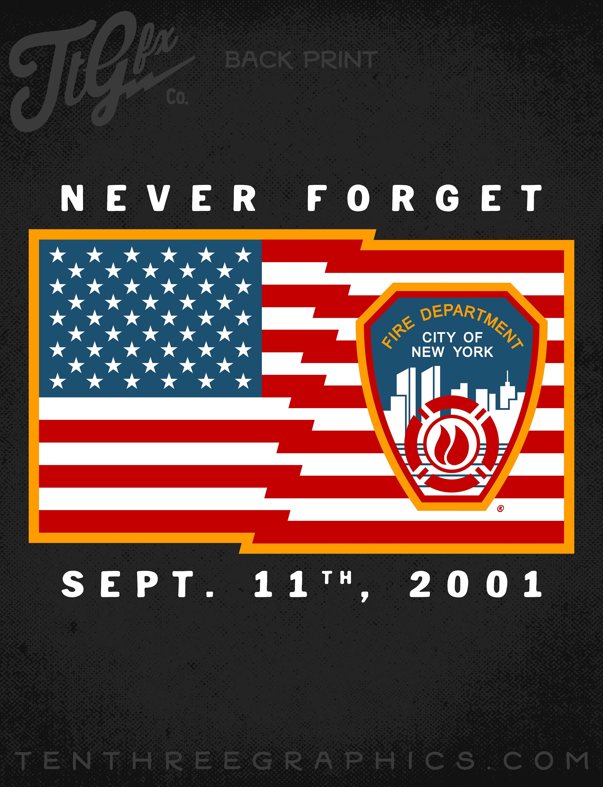 FDNY® 9/11 24th Anniv. Never Forget Black Tee