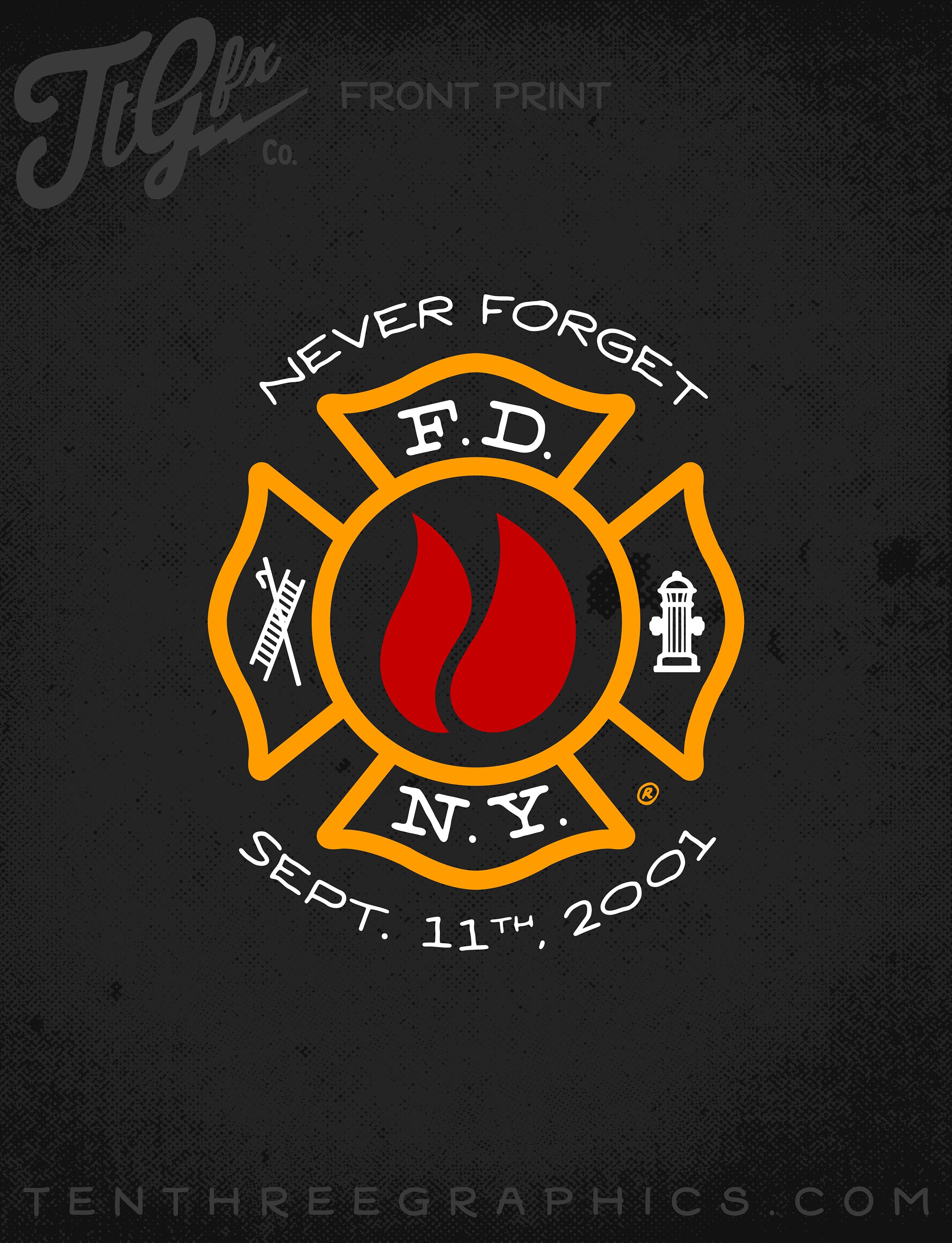 FDNY® 9/11 24th Anniv. Never Forget Black Tee
