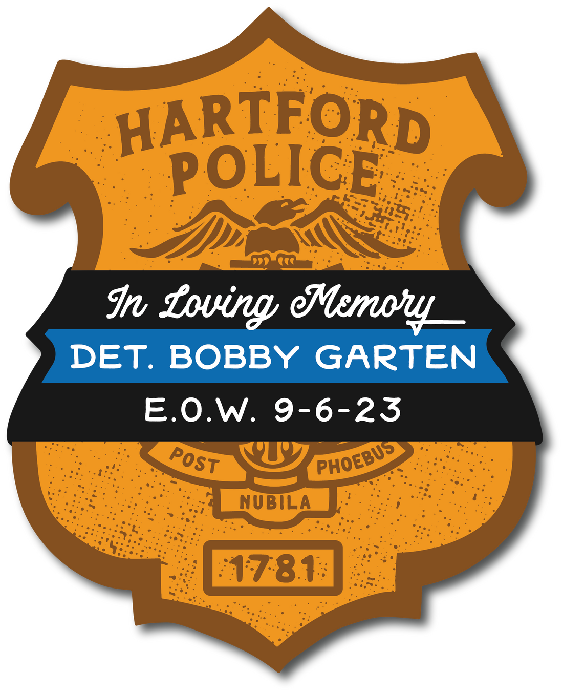 HPD Detective Bobby Garten Memorial Window Decal