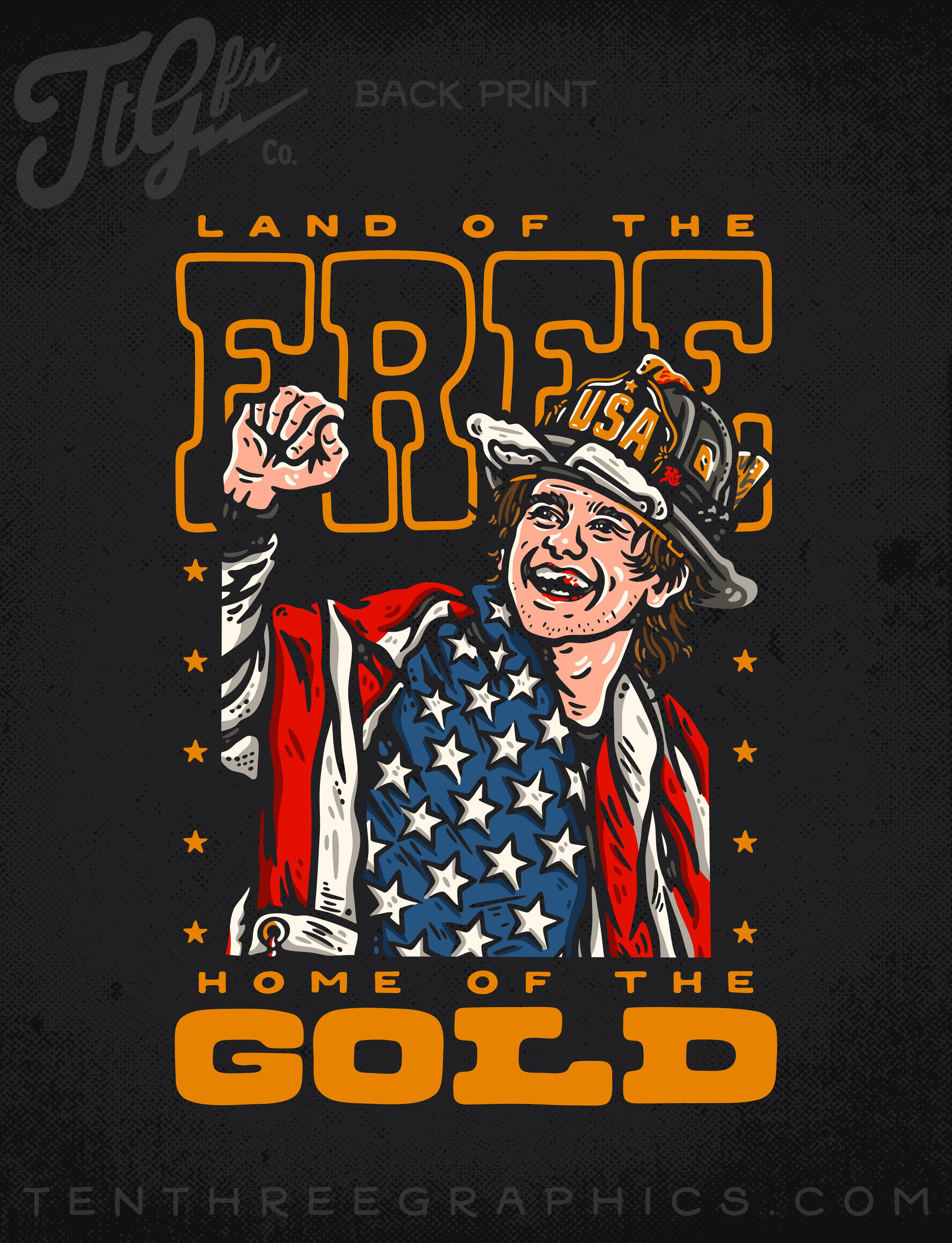 Hard Chargers In Gold USA Tee