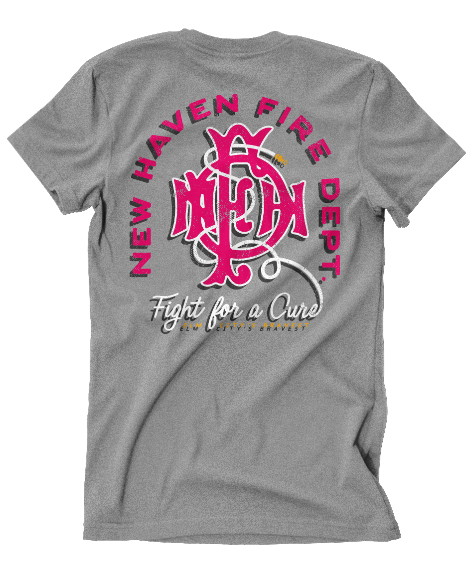 New Haven Fire Emerald Society &quot;Fight for A Cure&quot; Grey Tee