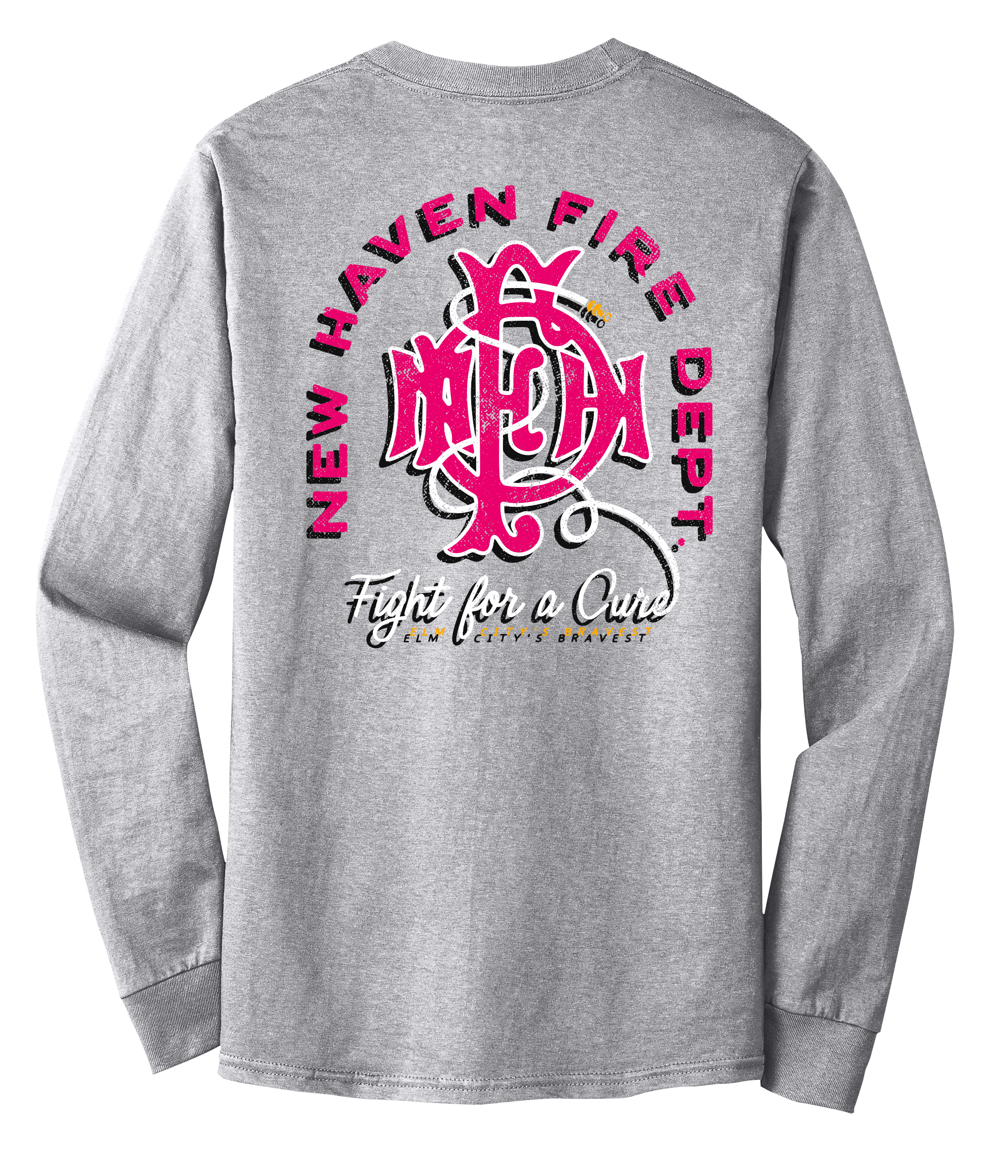 New Haven Fire Emerald Society &quot;Fight For A Cure&quot; Grey LS