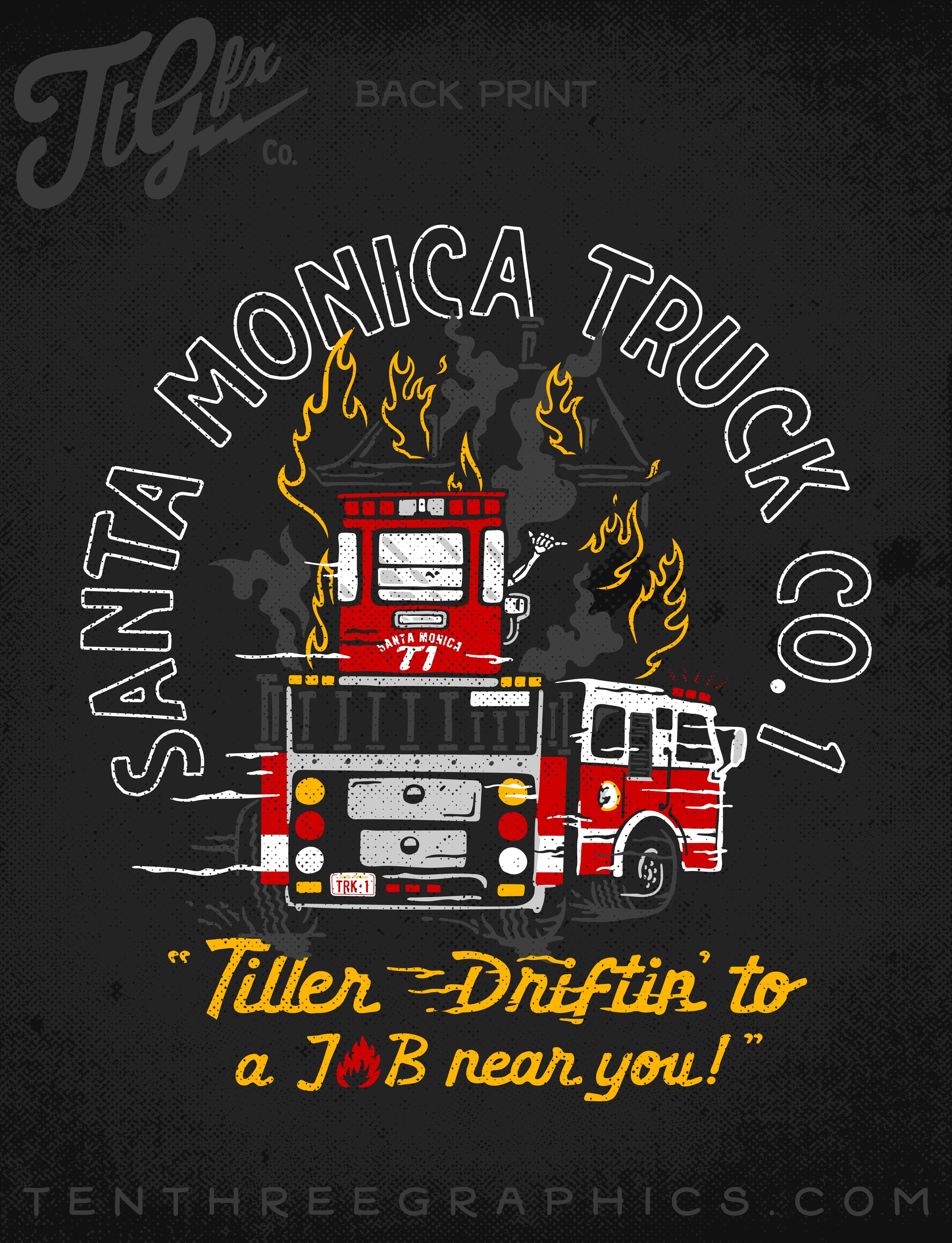 Santa Monica Fire Truck 1 Tiller Tee