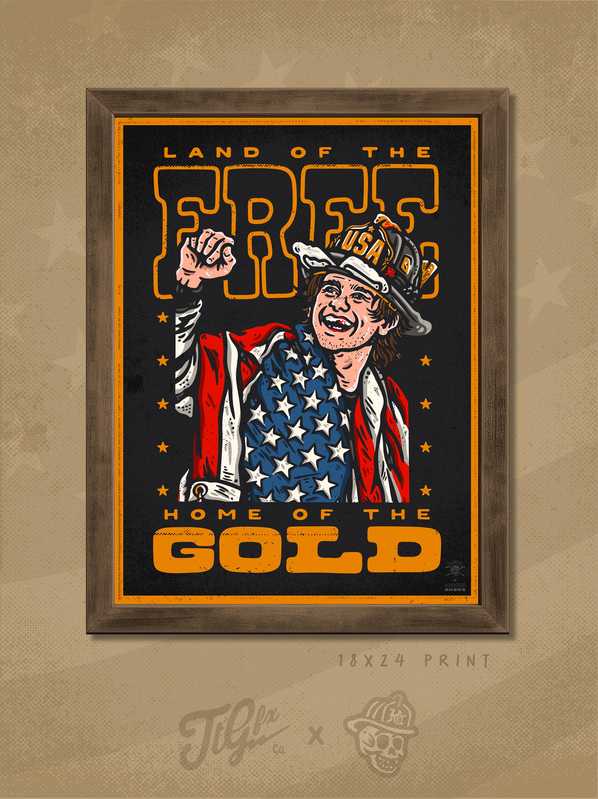 Hard Charges In Gold USA Print