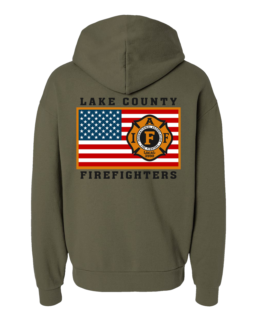 Lake County Firefighters L3990 Flag Hoodie