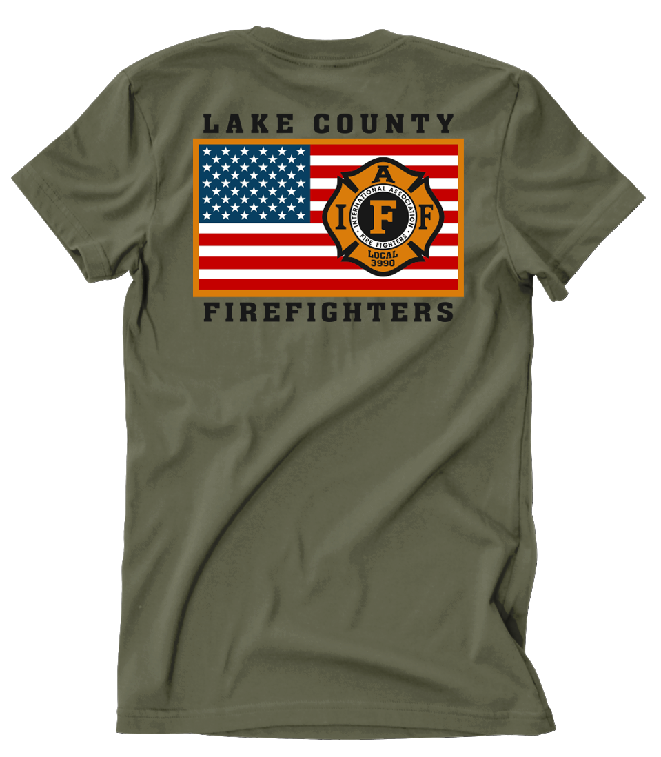 Lake County Firefighters L3990 Flag Tee