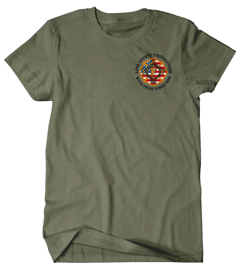 Lake County Firefighters L3990 Flag Tee