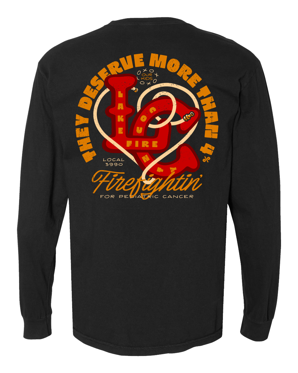 Lake County Firefighters L3990 Pediatric Cancer Support Black Long Sleeve