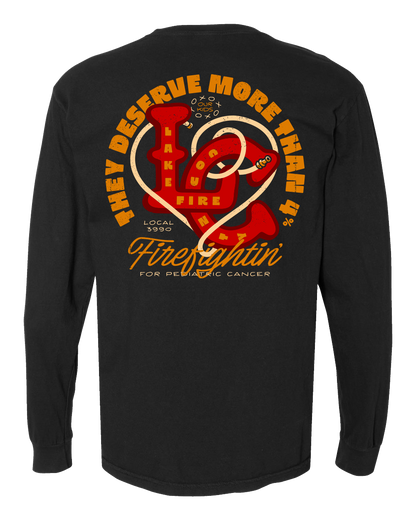 Lake County Firefighters L3990 Pediatric Cancer Support Black Long Sleeve