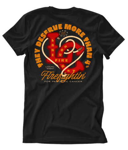 Lake County Firefighters L3990 Pediatric Cancer Support Black Tee