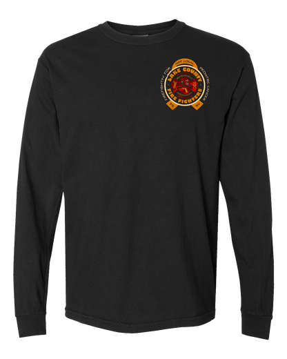 Lake County Firefighters L3990 Pediatric Cancer Support Black Long Sleeve