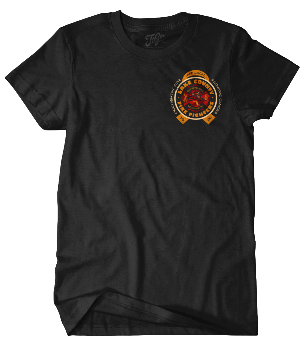 Lake County Firefighters L3990 Pediatric Cancer Support Black Tee