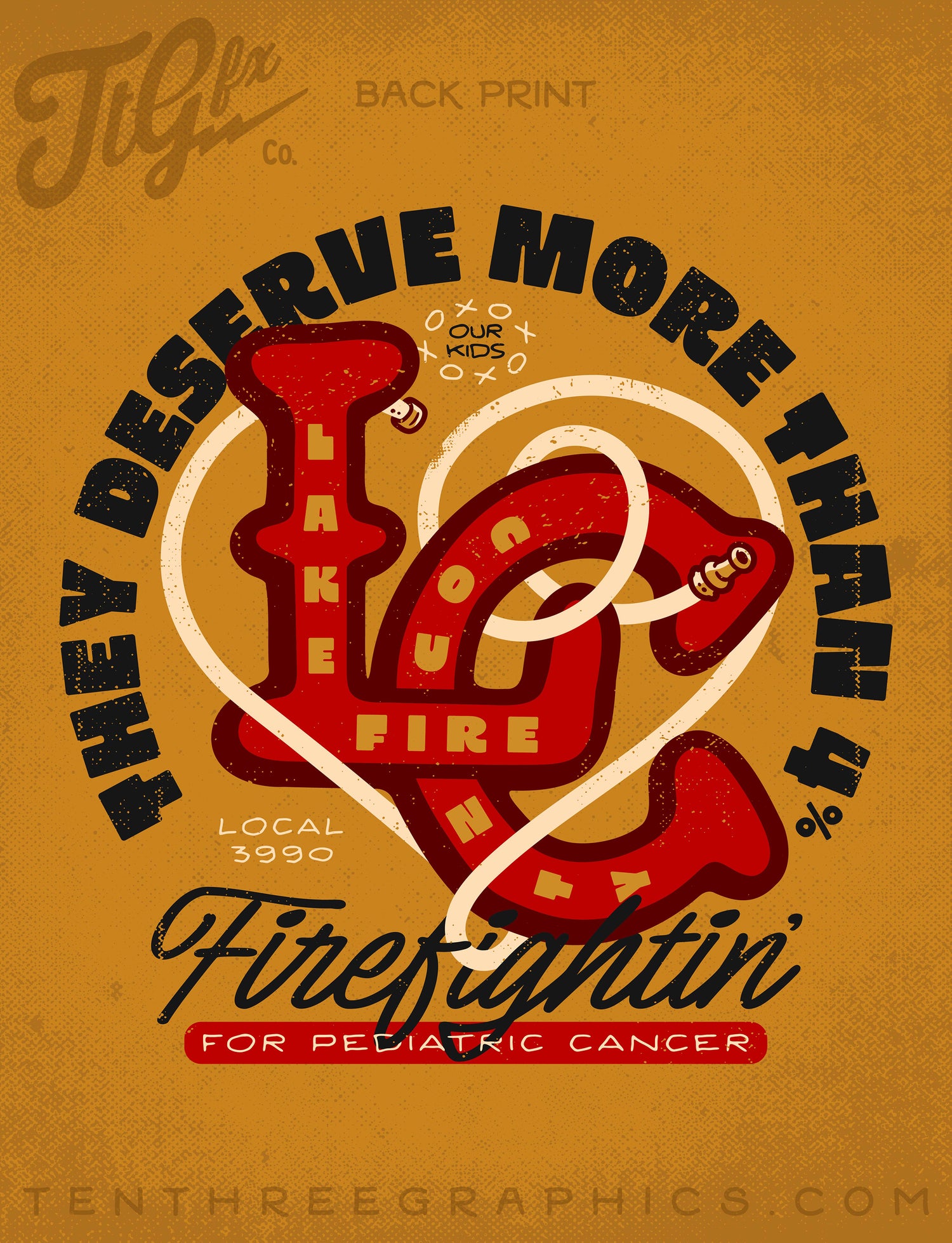 Lake County Firefighters L3990 Pediatric Cancer Support Tee