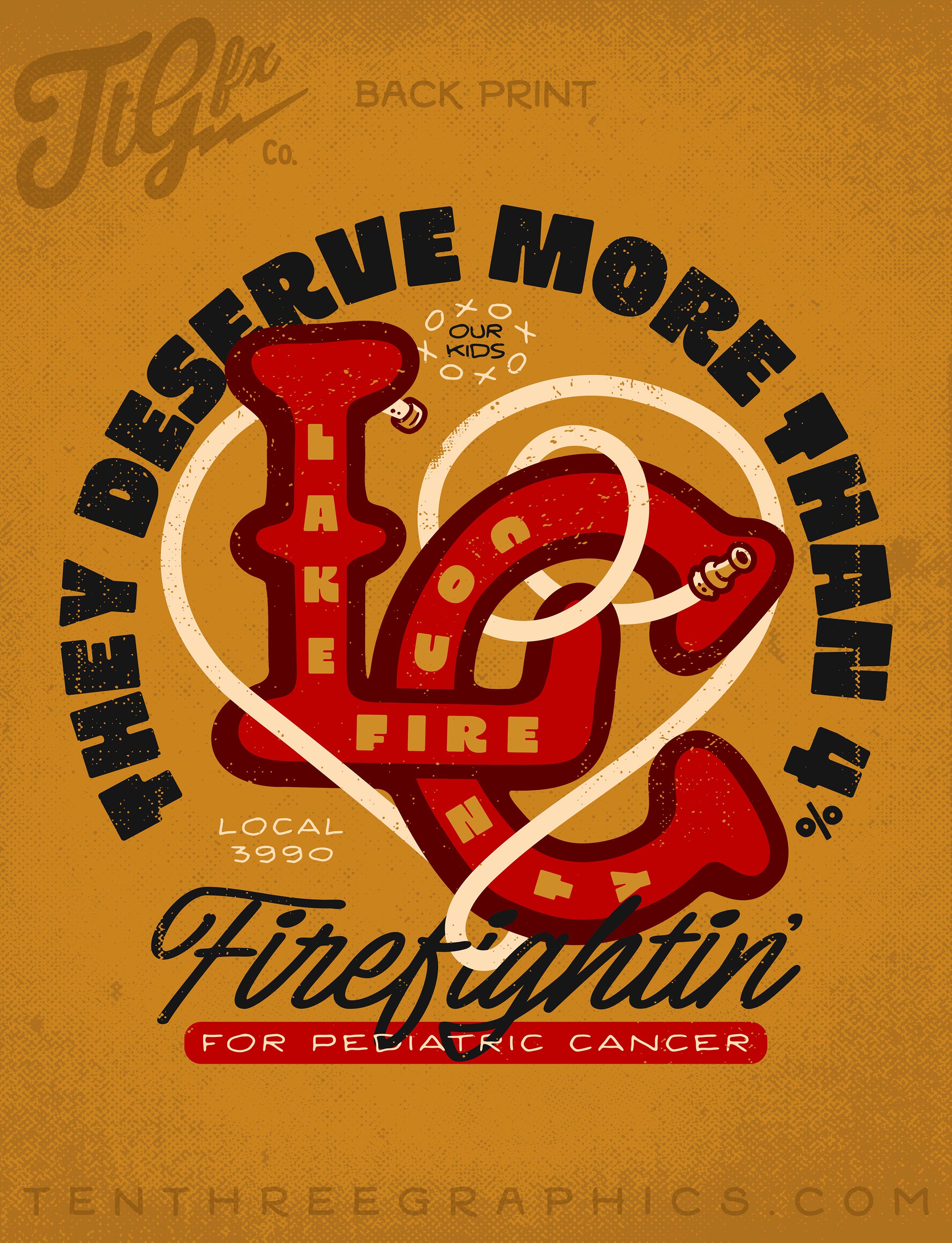 Lake County Firefighters L3990 Pediatric Cancer Support Tee