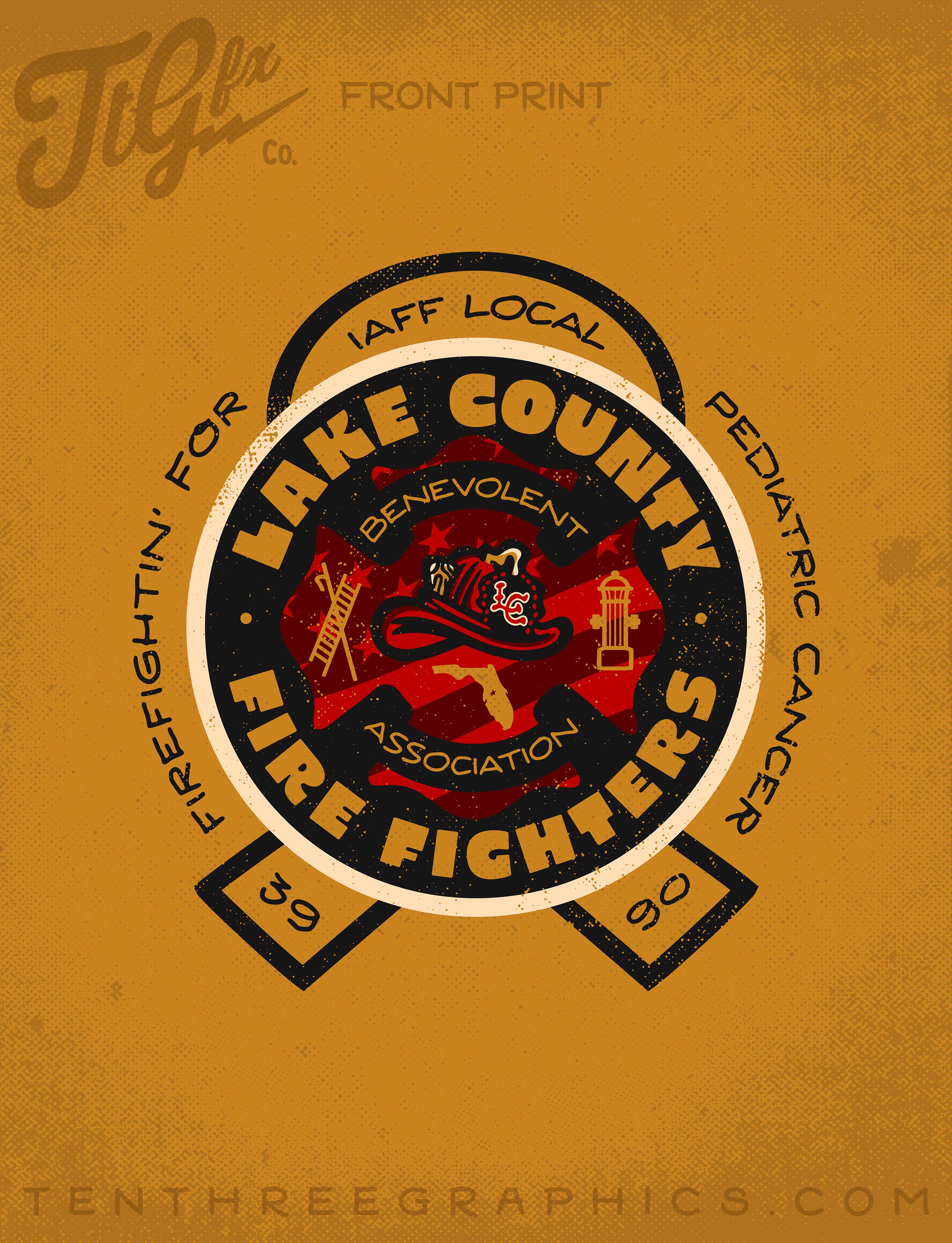 Lake County Firefighters L3990 Pediatric Cancer Support Tee