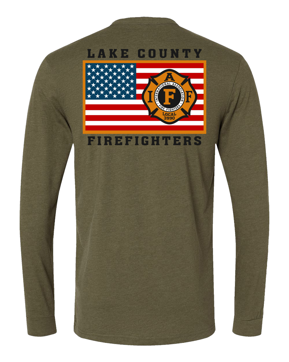 Lake County FireFighters L3990 Flag Long Sleeve