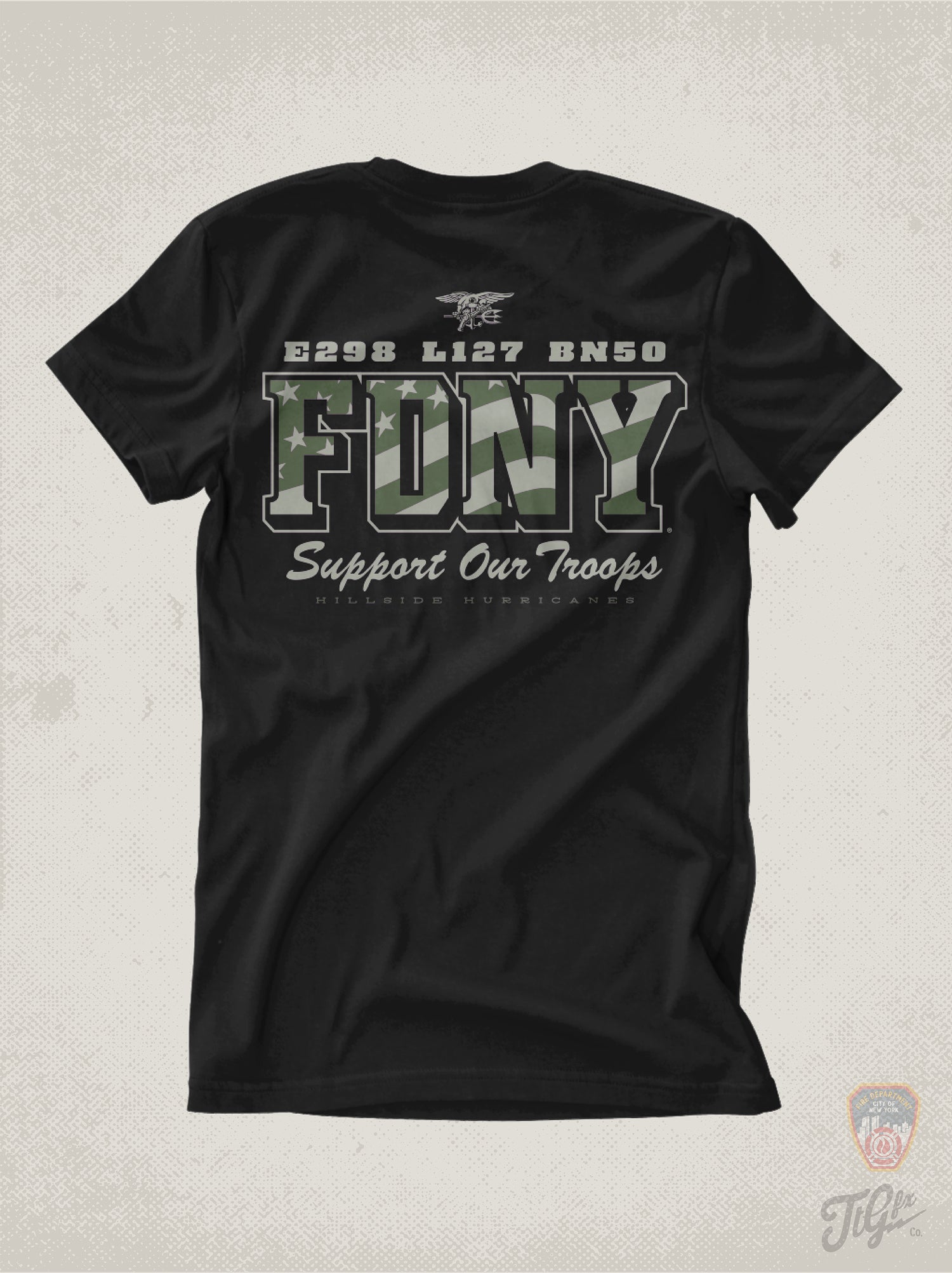 FDNY® Hillside Hurricanes "Support Our Troops" Tee