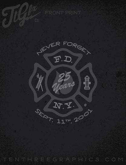 FDNY 9.11 25th Anniversary Subdued Tee