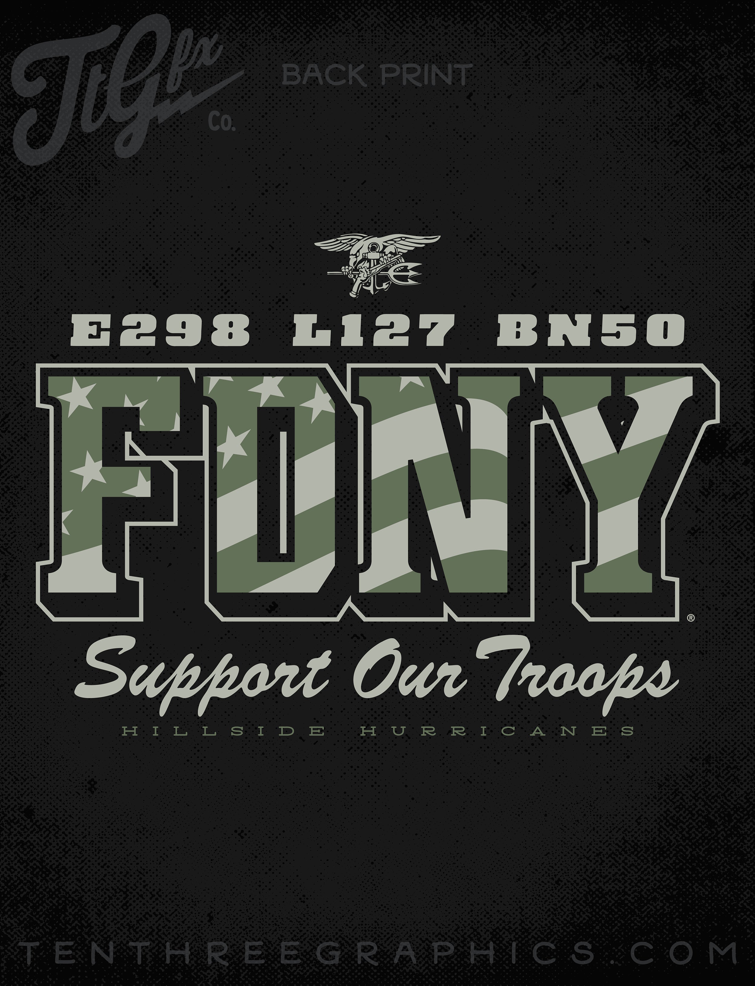 FDNY® Hillside Hurricanes "Support Our Troops" Tee