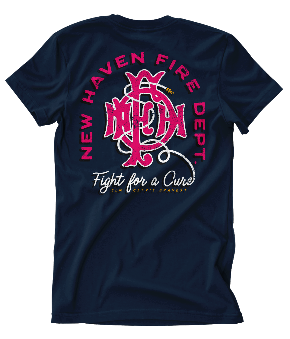 New Haven Fire Emerald Society &quot;Fight for A Cure&quot; Navy Tee