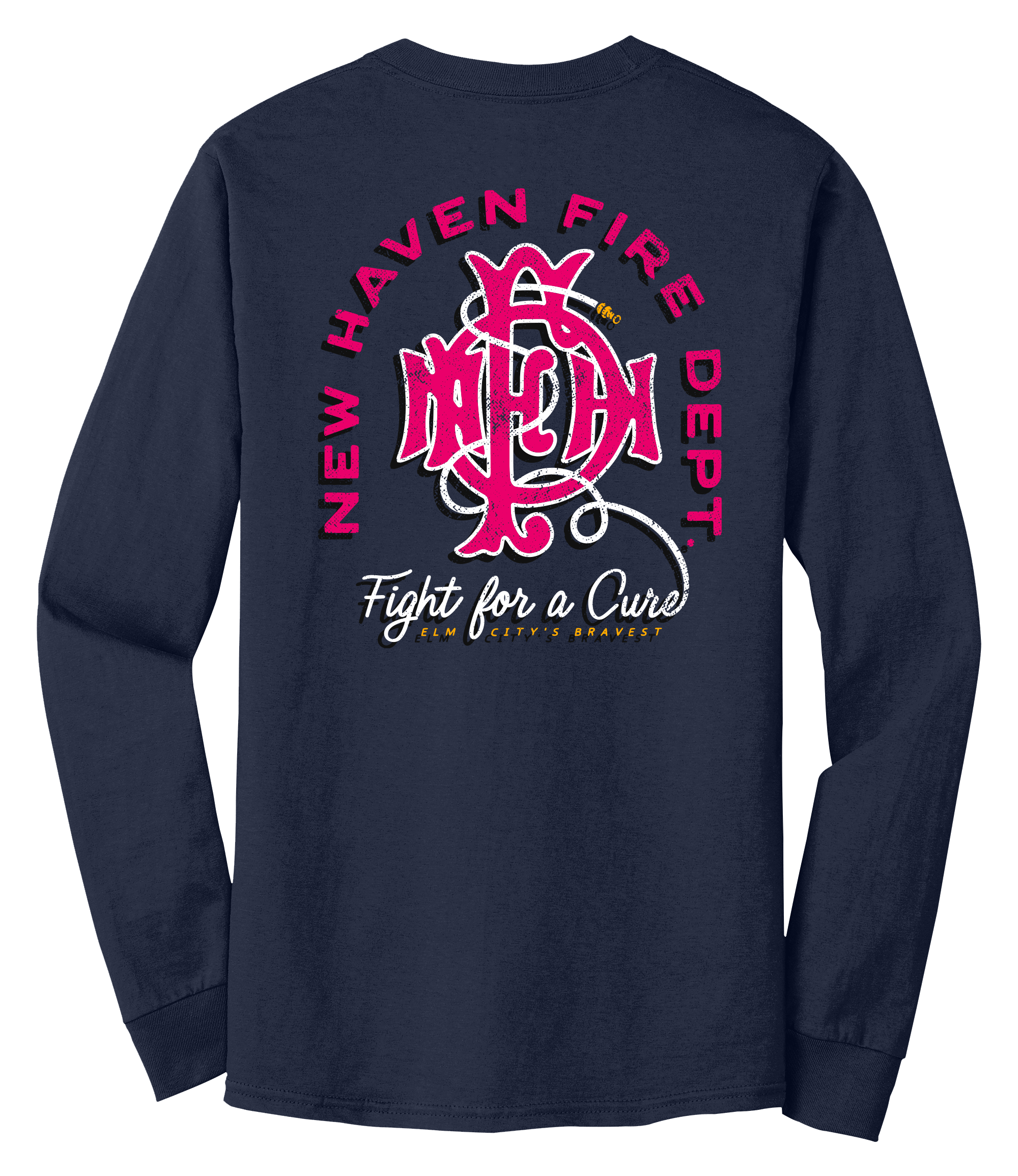 New Haven Fire Emerald Society &quot;Fight For A Cure&quot; Navy LS