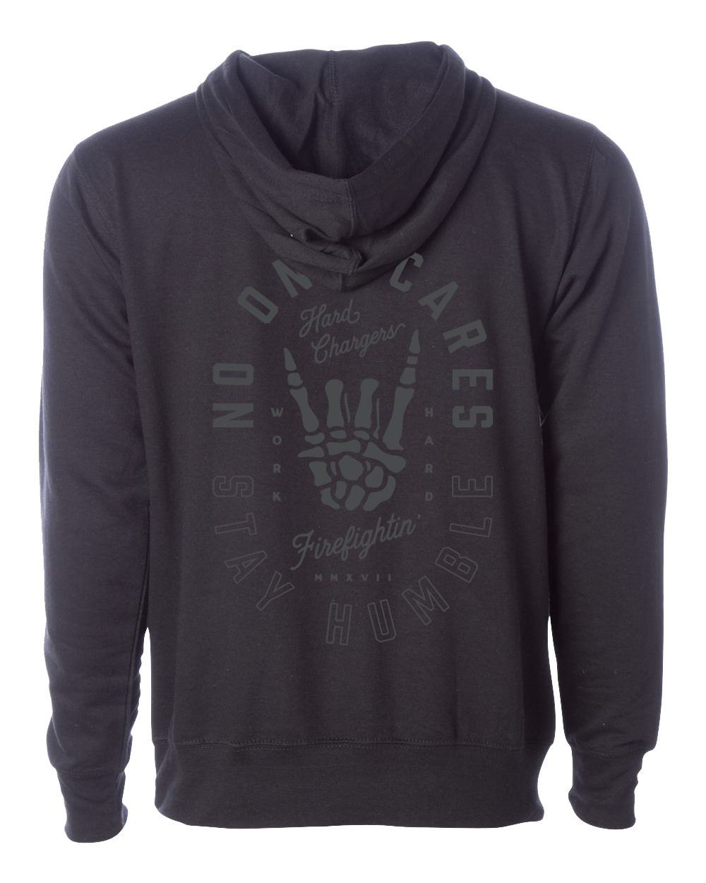 Hard Chargers No One Cares Blacked Out Hoodie