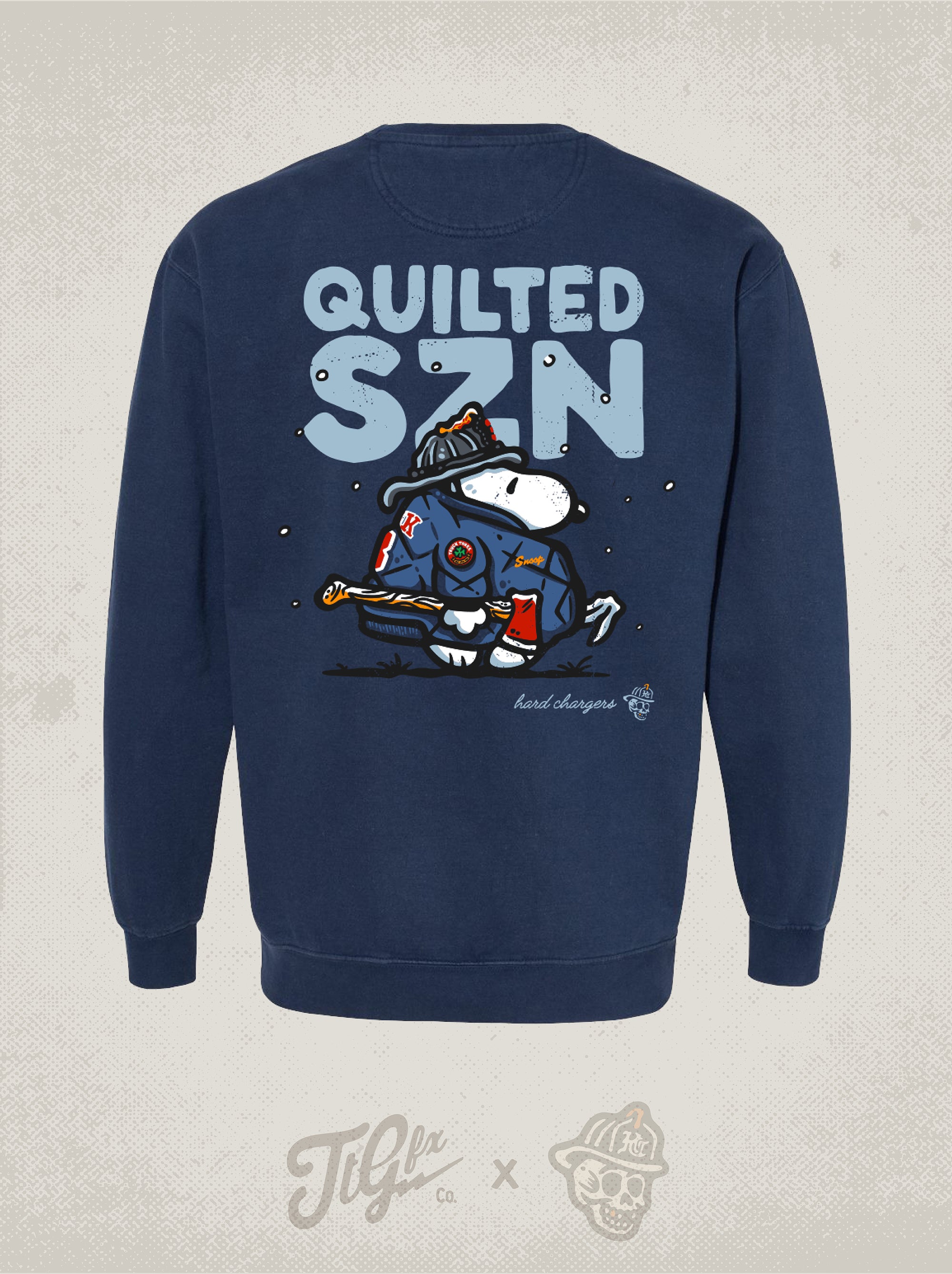 Quilted SZN Navy Crewneck