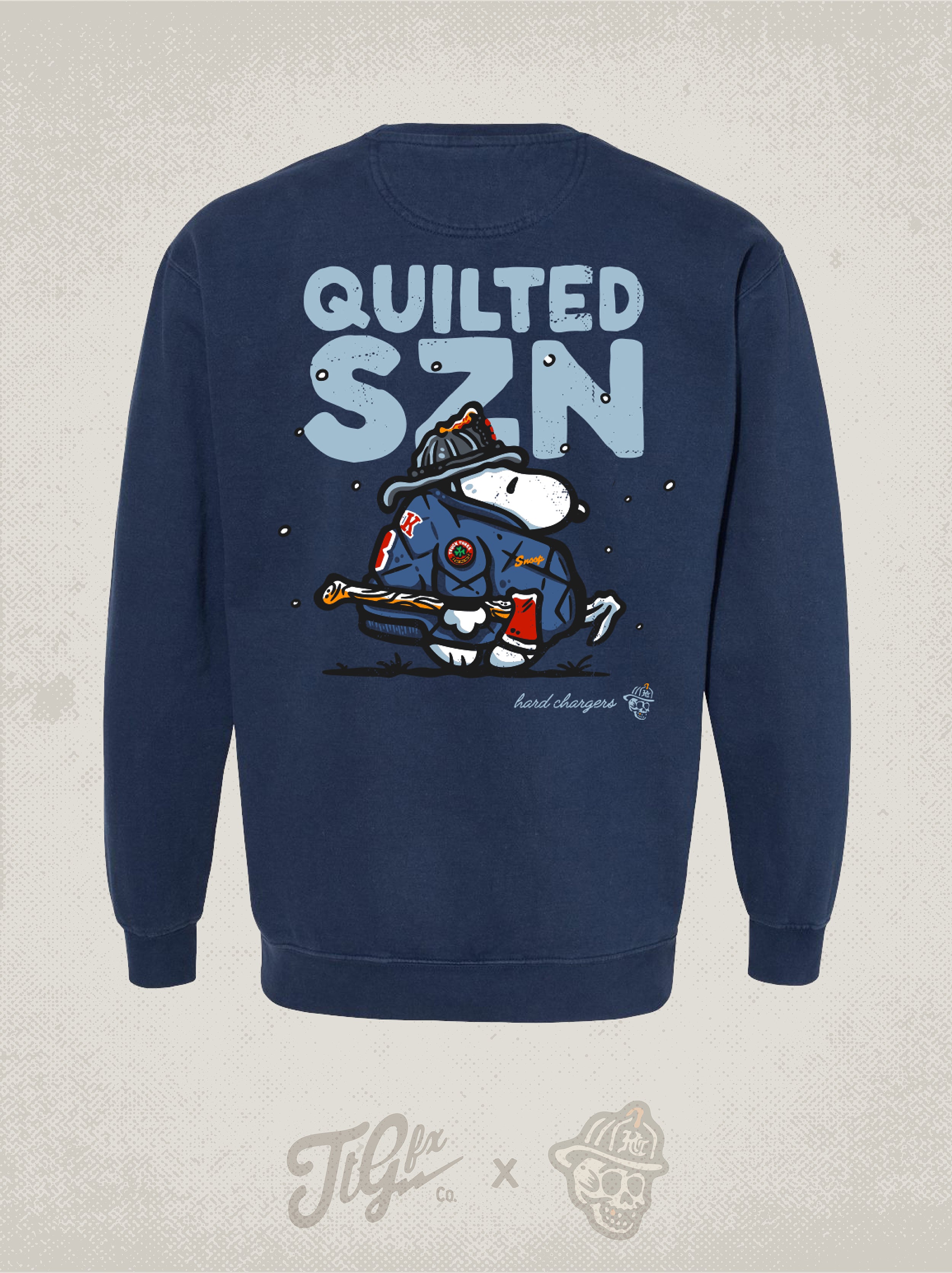 Quilted SZN Navy Crewneck
