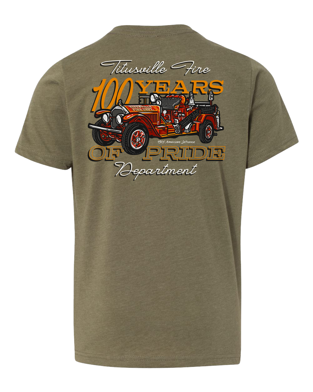 Titusville Fire ALF 100th Anniv. Military Green Youth Tee