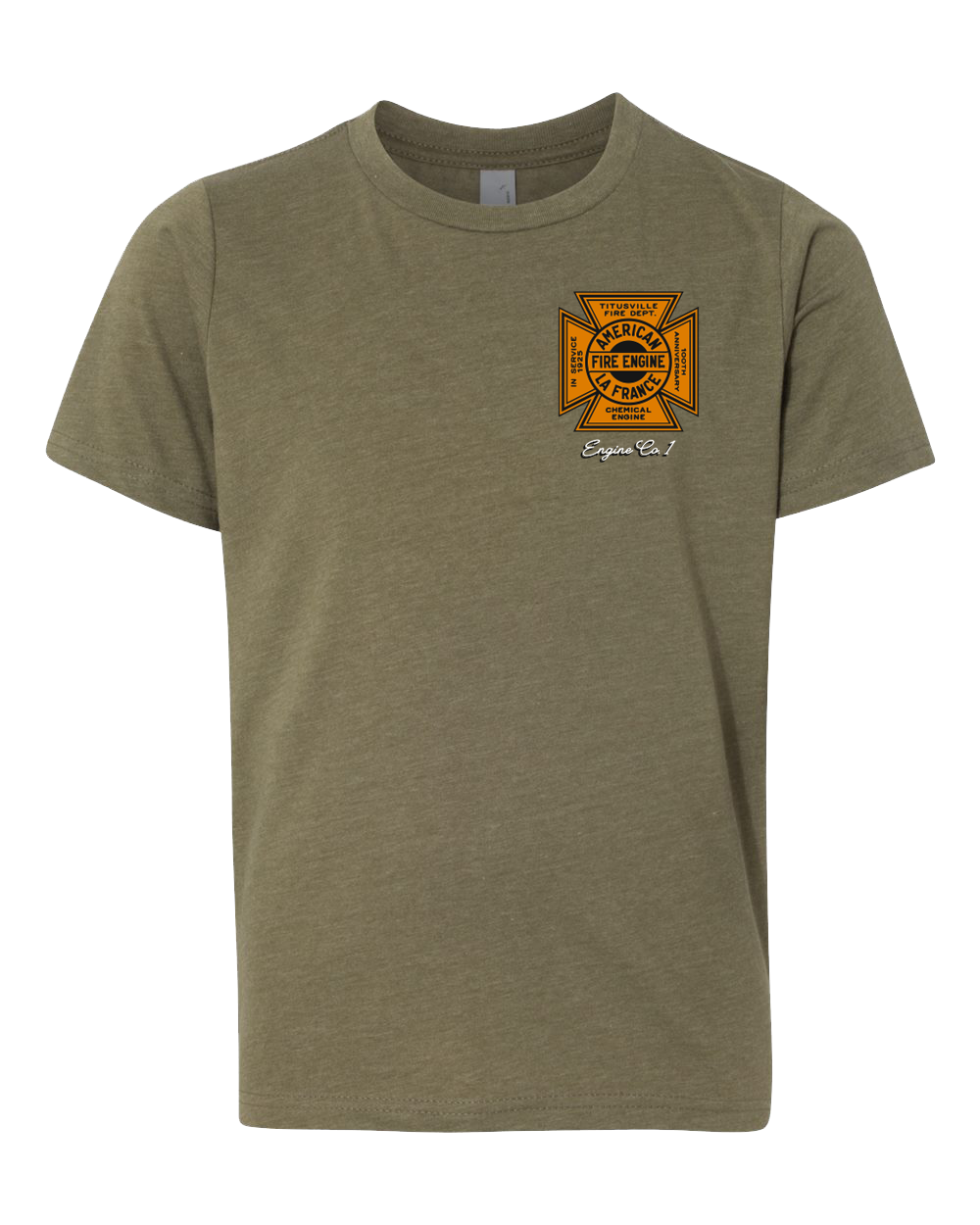 Titusville Fire ALF 100th Anniv. Military Green Youth Tee