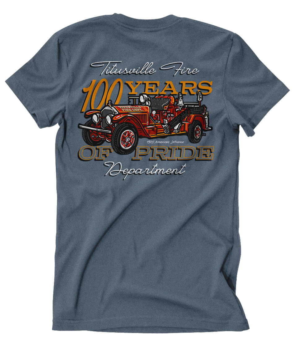 Titusville Fire ALF 100th Anniv. Indigo Tee