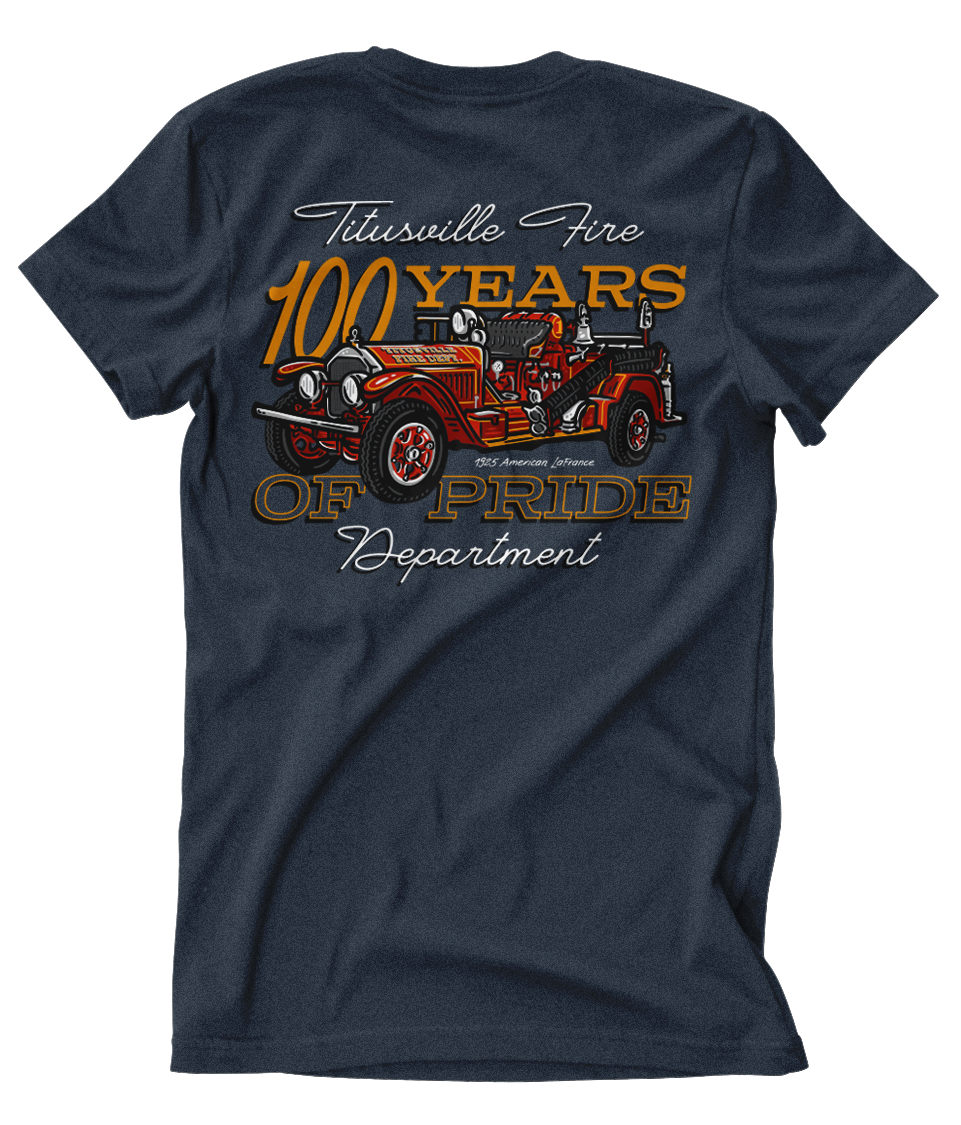 Titusville Fire ALF 100th Anniv. Midnight Navy Tee