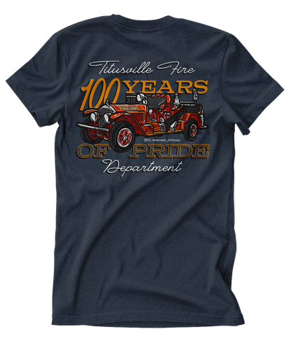 Titusville Fire ALF 100th Anniv. Midnight Navy Tee