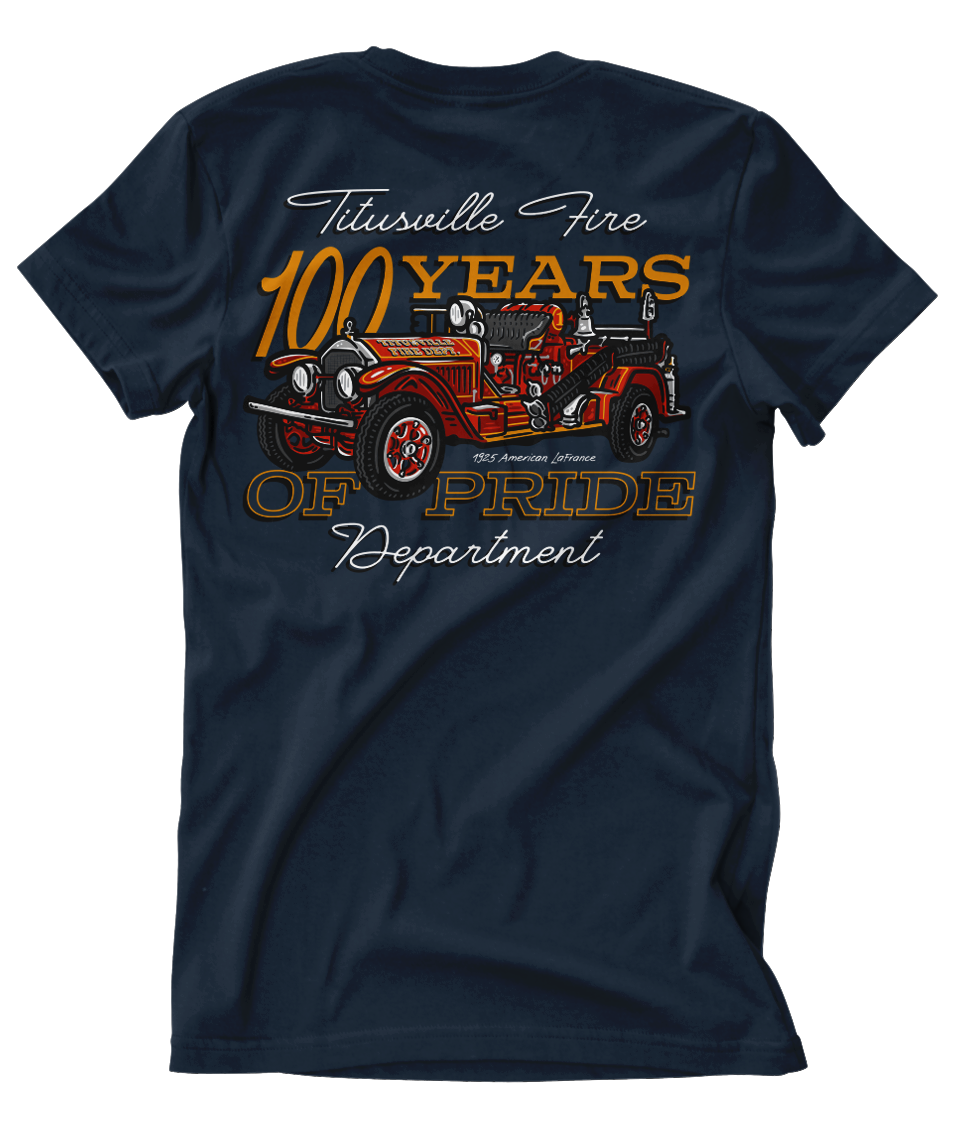 Titusville Fire ALF 100th Anniv. Navy Tee